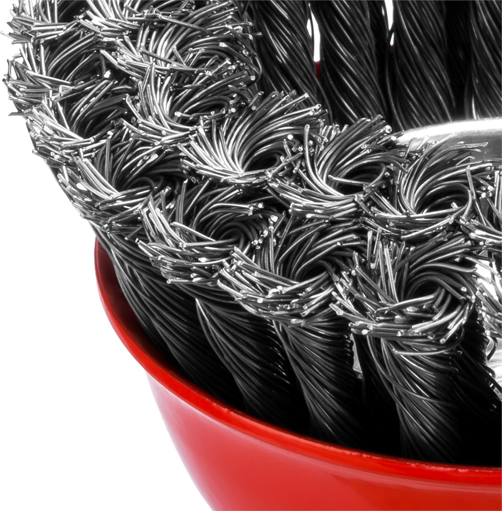 MIRAX  80 мм, жгутированная стальная проволока 0.5 мм, чашечная щетка-крацовка для УШМ (35104-080-2) 35104-080-2