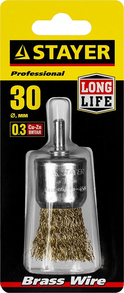 STAYER  30 мм, витая стальная латунированная проволока 0.3 мм, щетка кистевая для дрели (35113-30) 35113-30