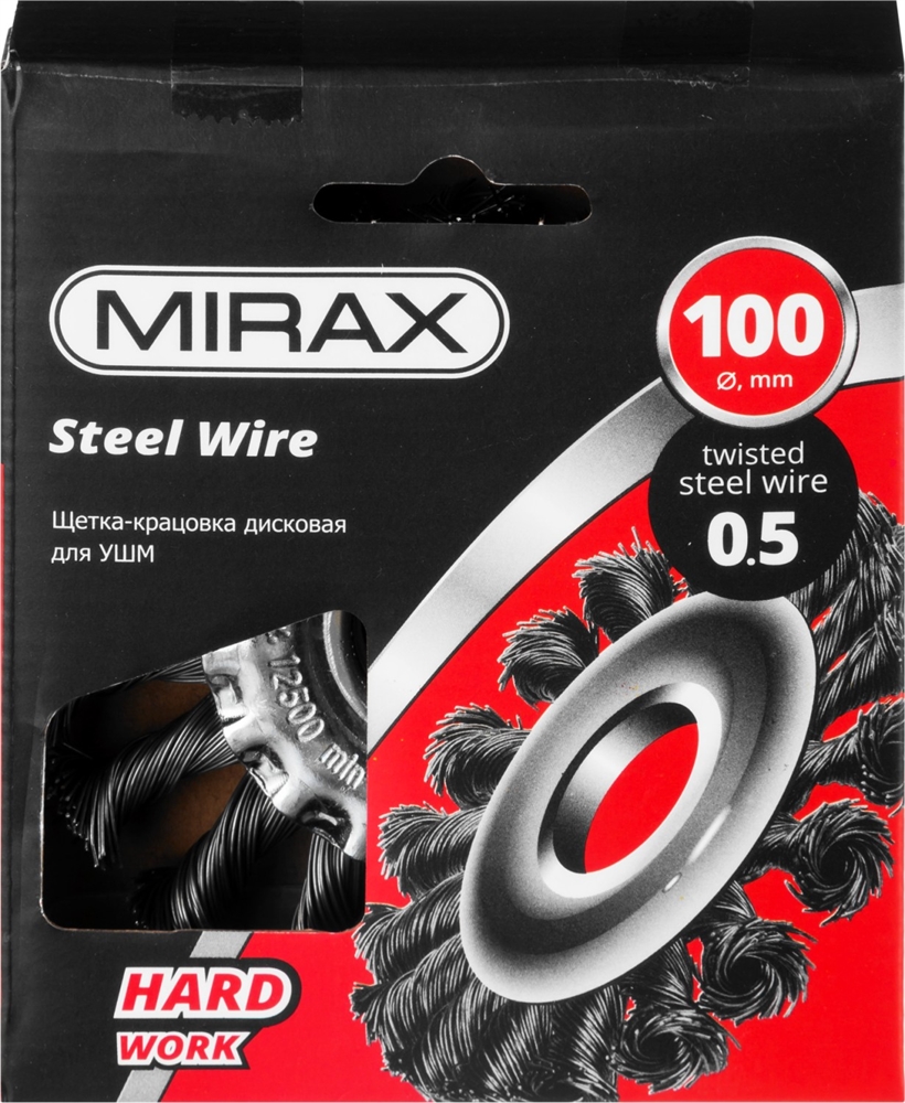 MIRAX  100 мм, жгутированная стальная проволока 0.5 мм, щетка дисковая для УШМ (35140-100) 35140-100