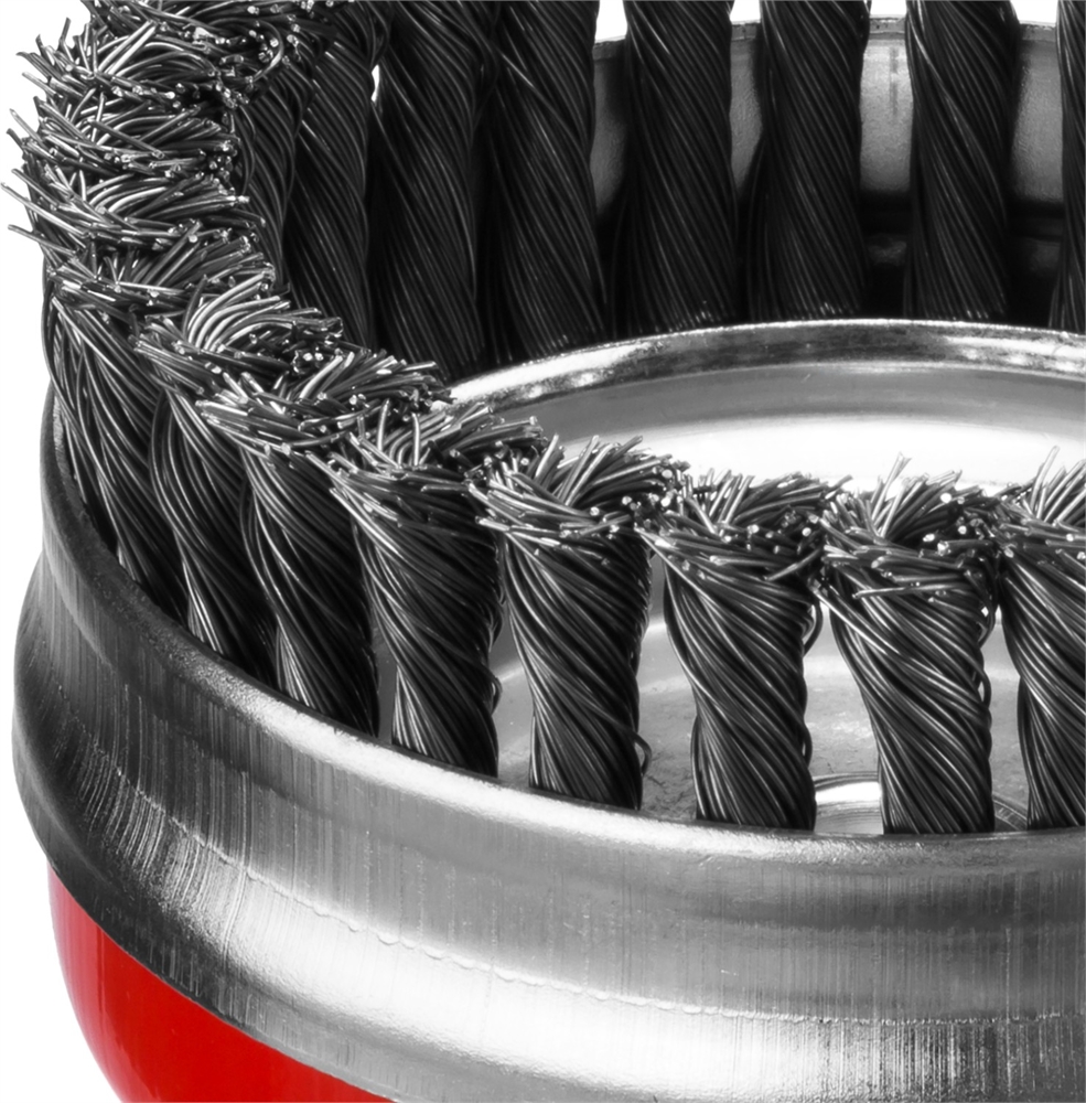 MIRAX  80 мм, жгутированная стальная проволока 0.5 мм, чашечная щетка-крацовка для УШМ (35144-080) 35144-080