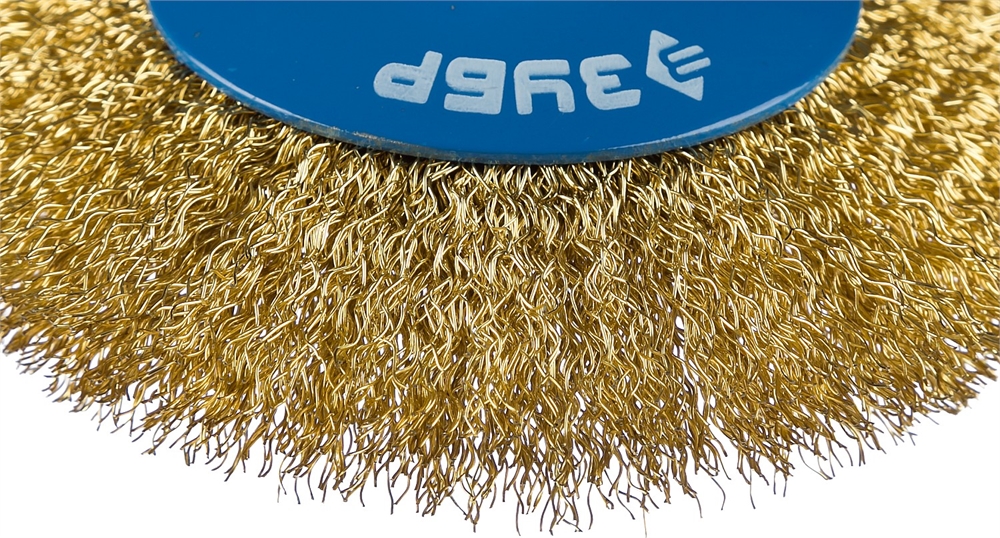 ЗУБР  115 мм, витая стальная латунированная проволока 0.3 мм, коническая щетка-крацовка для УШМ, Профессионал (35267-115) 35267-115_z02