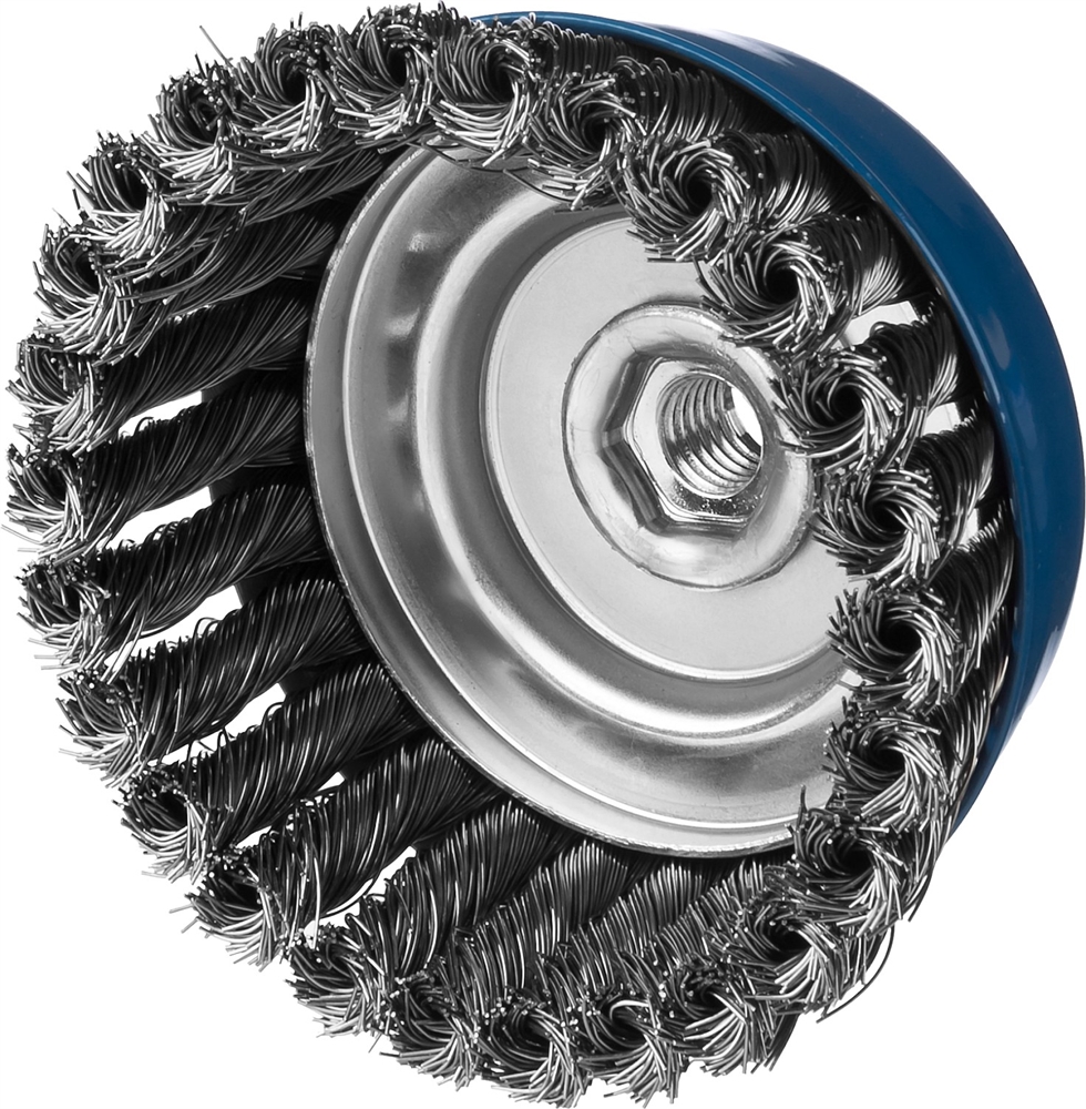 ЗУБР  120 мм, жгутированная стальная проволока 0.5 мм, чашечная щетка-крацовка для УШМ, Профессионал (35275-120) 35275-120_z02