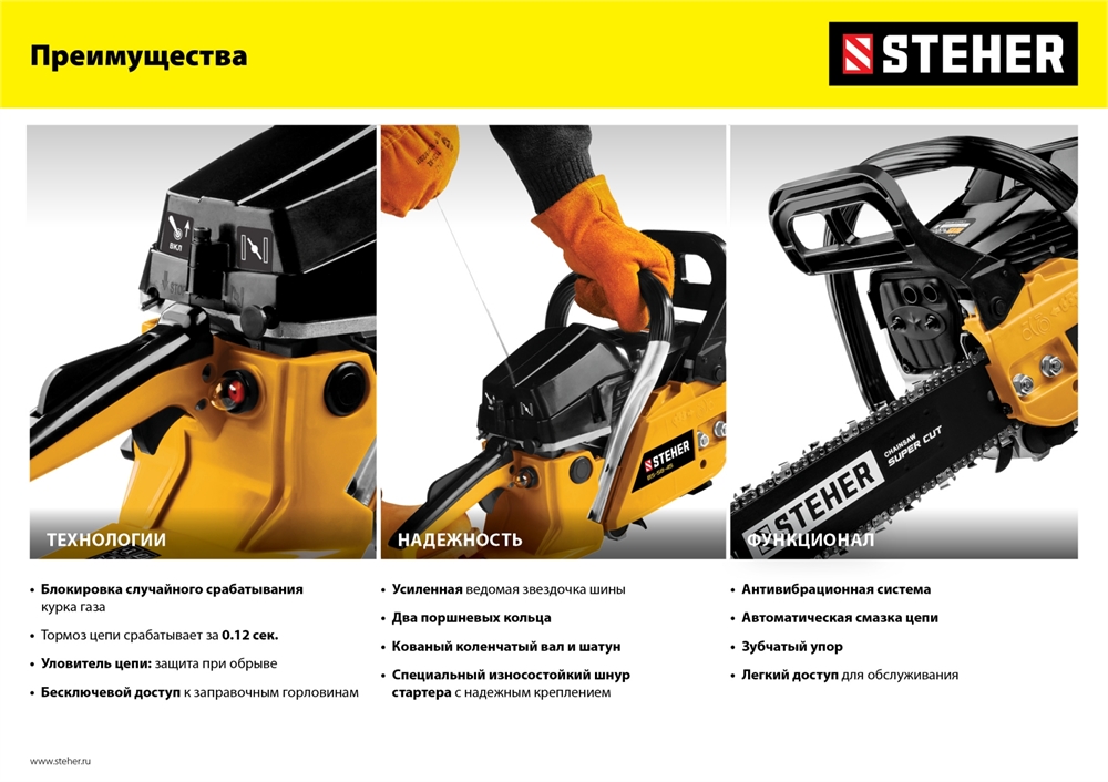 STEHER  58 см3, 45 см, бензопила (BS-58-45) BS-58-45