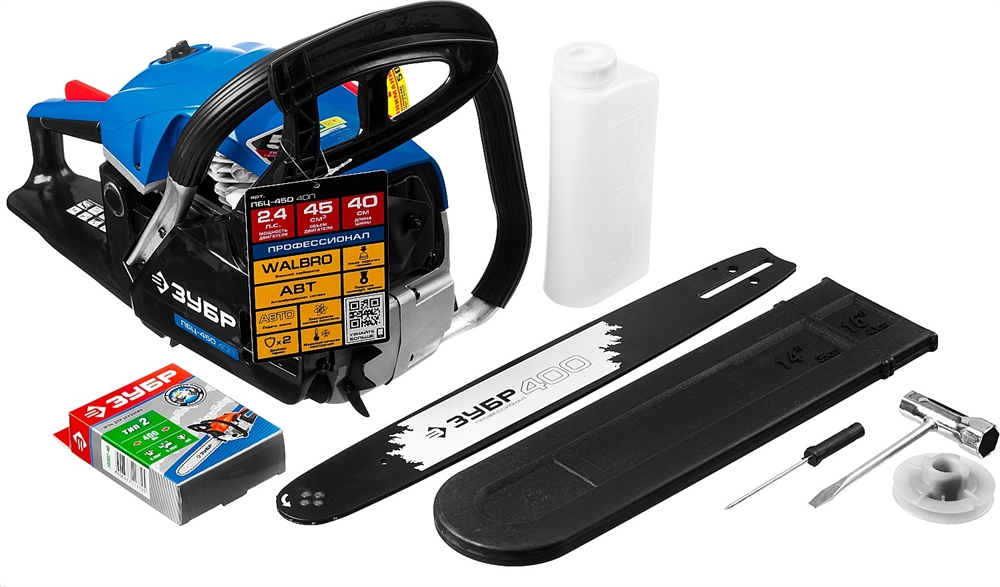 ЗУБР  45 см3, 40 см, бензопила, Профессионал (ПБЦ-450 40П) ПБЦ-450 40П