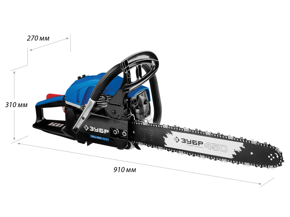 ЗУБР  49 см3, 45 см, бензопила, Профессионал (ПБЦ-490 45ДП) ПБЦ-490 45ДП