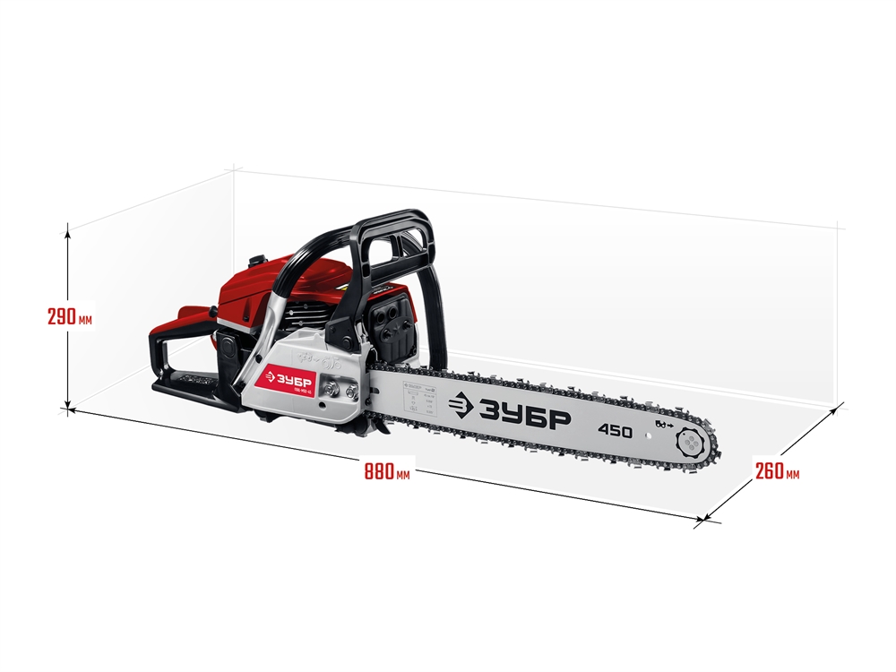 ЗУБР  52 см3, 45 см, бензопила (ПБЦ-М52-45) ПБЦ-М52-45