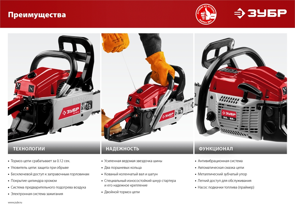 ЗУБР  62 см3, 50 см, бензопила (ПБЦ-М62-50) ПБЦ-М62-50