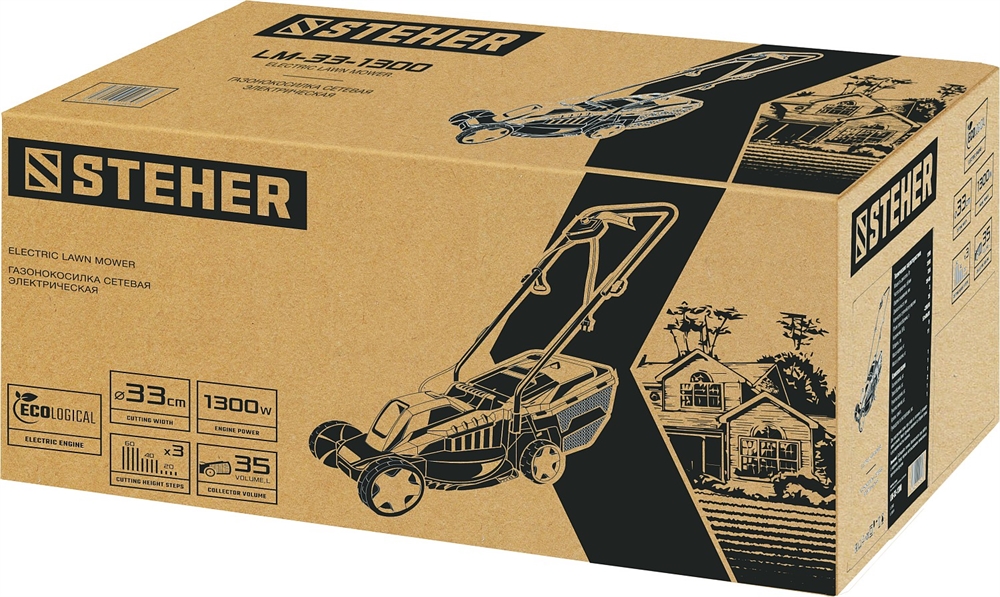 STEHER  1300 Вт, ш/с 33 cм, сетевая газонокосилка (LM-33-1300) LM-33-1300