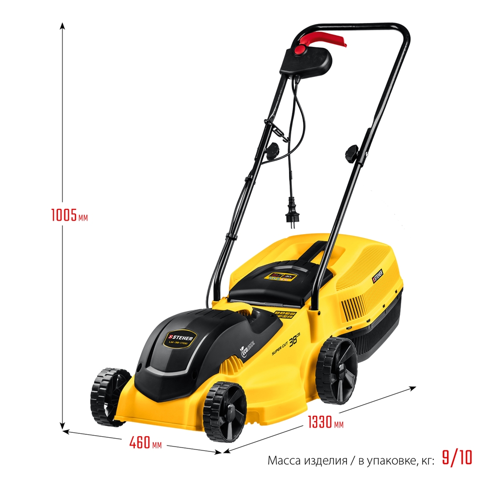 STEHER  1700 Вт, ш/с 38 cм, сетевая газонокосилка (LM-38-1700) LM-38-1700