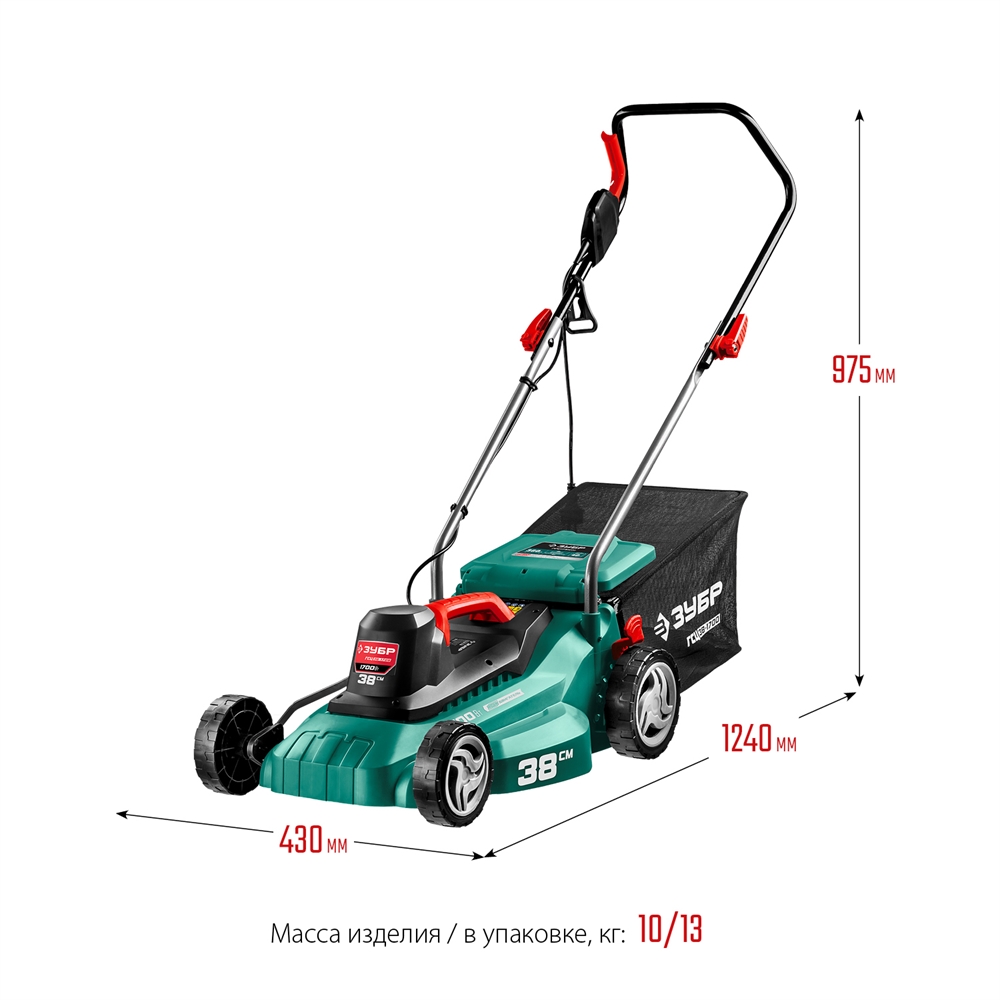 ЗУБР  1700 Вт, ш/с 38 см, сетевая газонокосилка (ГСЦ-38-1700) ГСЦ-38-1700