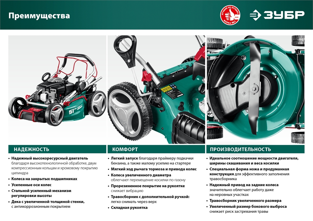 ЗУБР  400 мм, 3.5 л.с., бензиновая газонокосилка (ГБ-400) ГБ-400