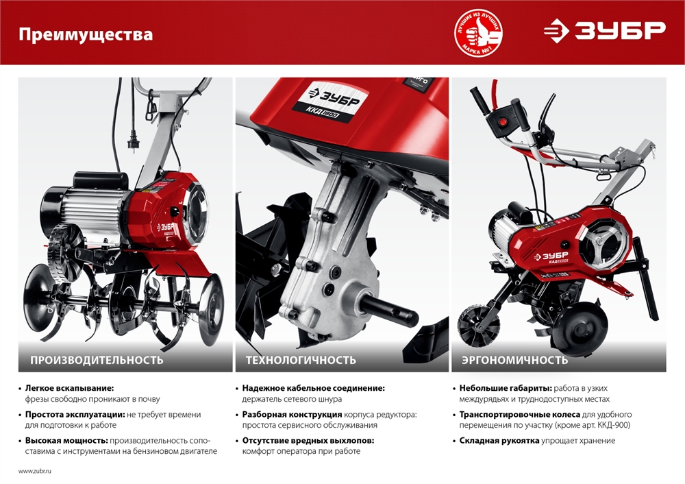 ЗУБР  900 Вт, электрический культиватор (ККД-900) ККД-900