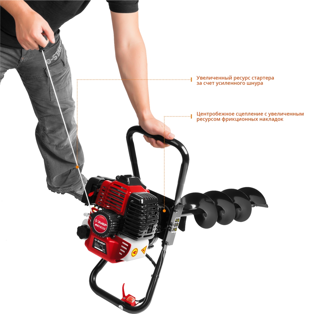 ЗУБР  d 60 - 150 мм, 43 см3, 1 оператор, мотобур (бензобур) (МБ1-150) МБ1-150