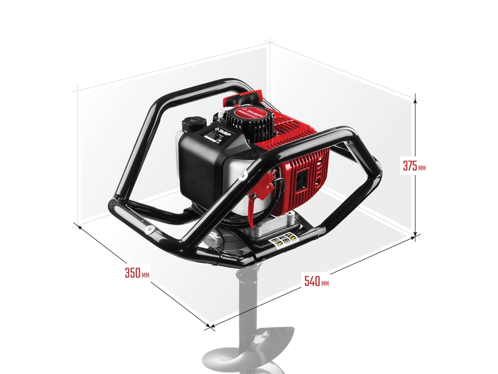 ЗУБР  d 60 - 250 мм, 52 см3, 2 оператора, мотобур (бензобур) (МБ2-250) МБ2-250