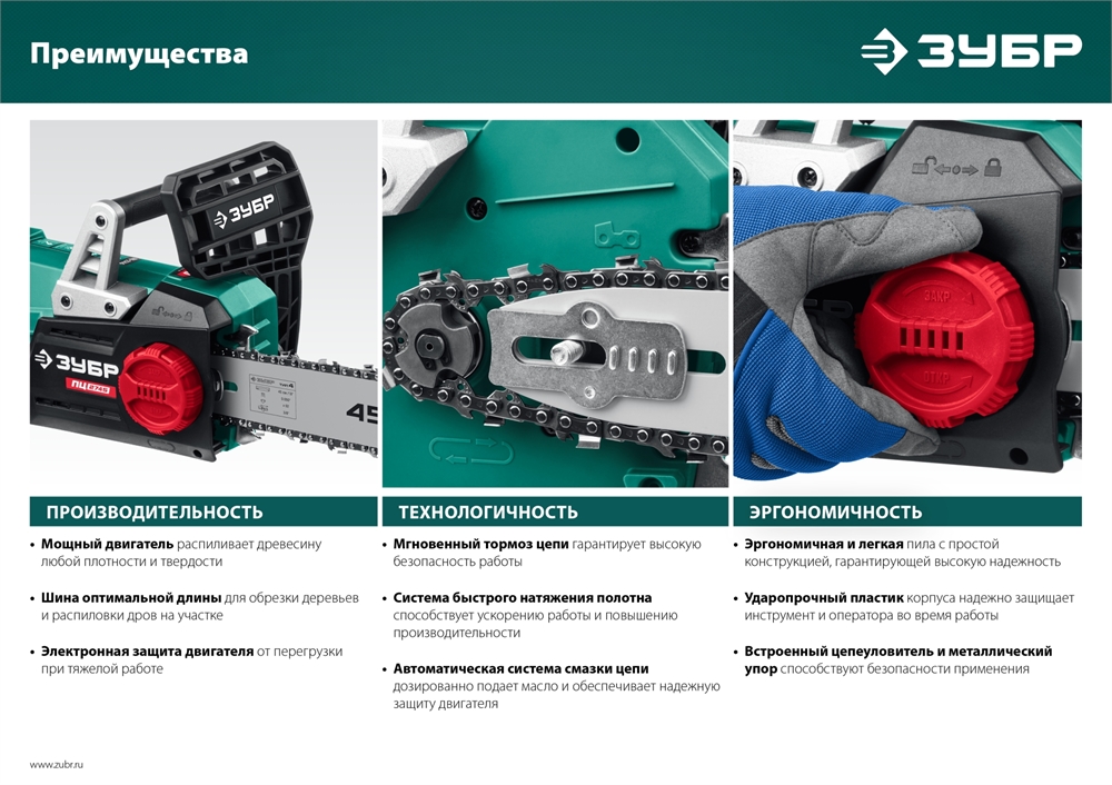 ЗУБР  2400 Вт, 40 см шина, электрическая цепная пила (ПЦ-2440) ПЦ-2440