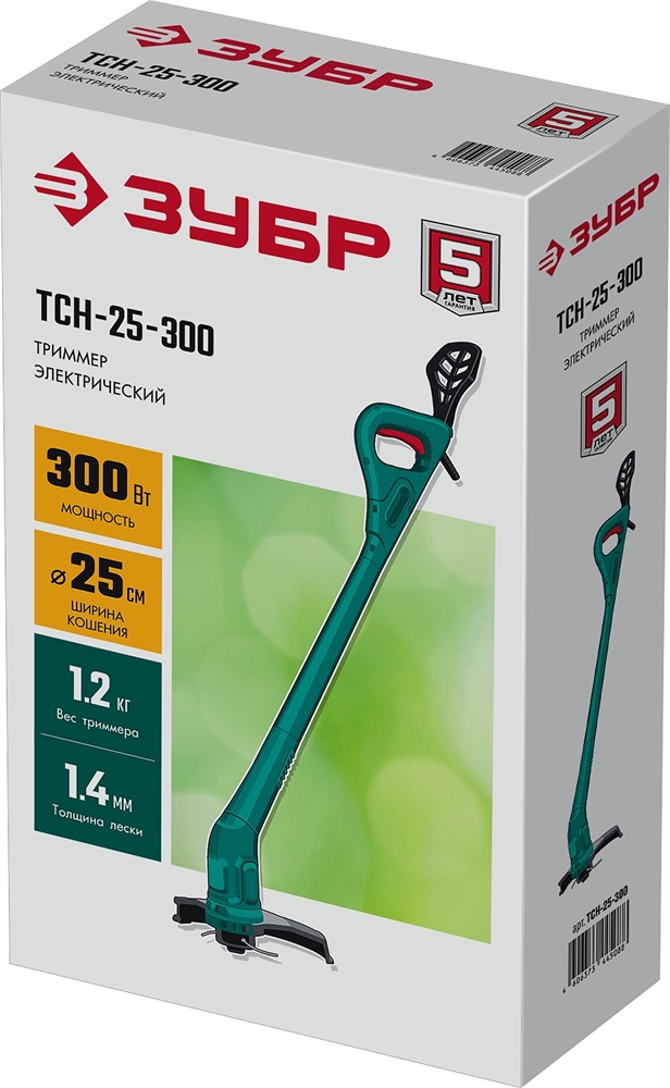 ЗУБР  300 Вт, ш/с 25 см, сетевой триммер (ТСН-25-300) ТСН-25-300