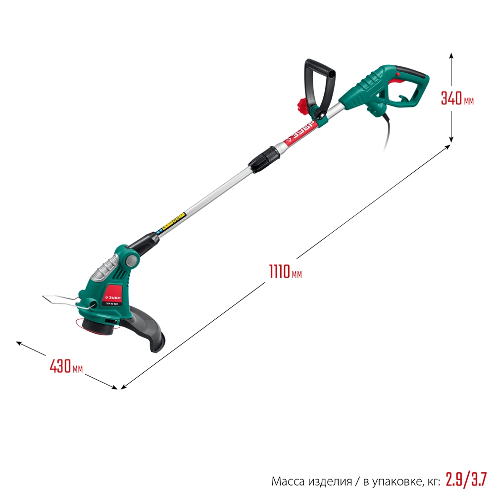ЗУБР  600 Вт, ш/с 33 см, сетевой триммер (ТСН-33-600) ТСН-33-600