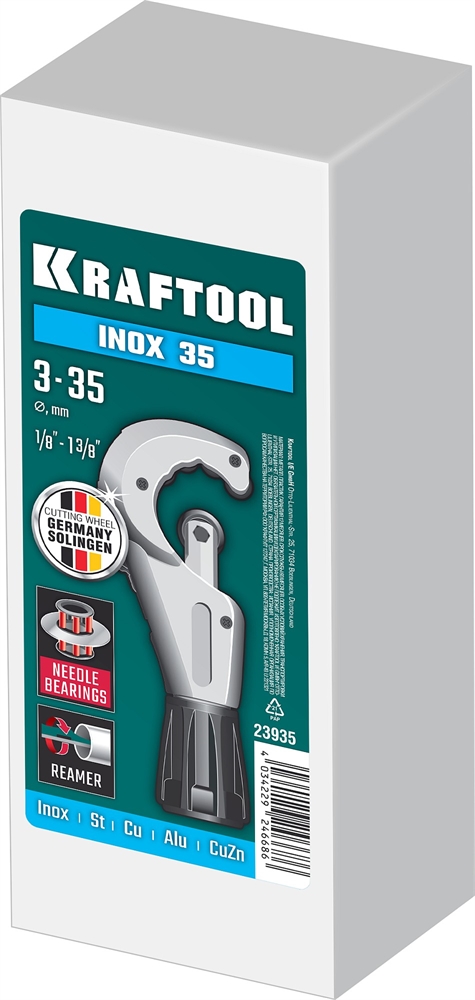 KRAFTOOL  INOX-35, 3 - 35 мм, на подшипниках, труборез для Нержавеющей стали (23935) 23935