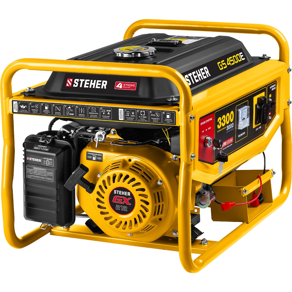 STEHER  3300 Вт, бензиновый генератор с электростартером (GS-4500E) GS-4500Е