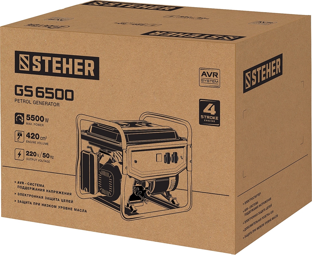 STEHER  5500 Вт, бензиновый генератор (GS-6500) GS-6500