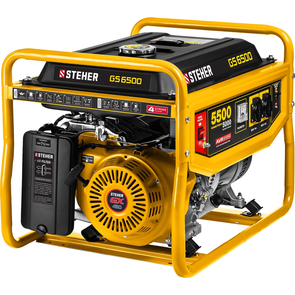 STEHER  5500 Вт, бензиновый генератор (GS-6500) GS-6500