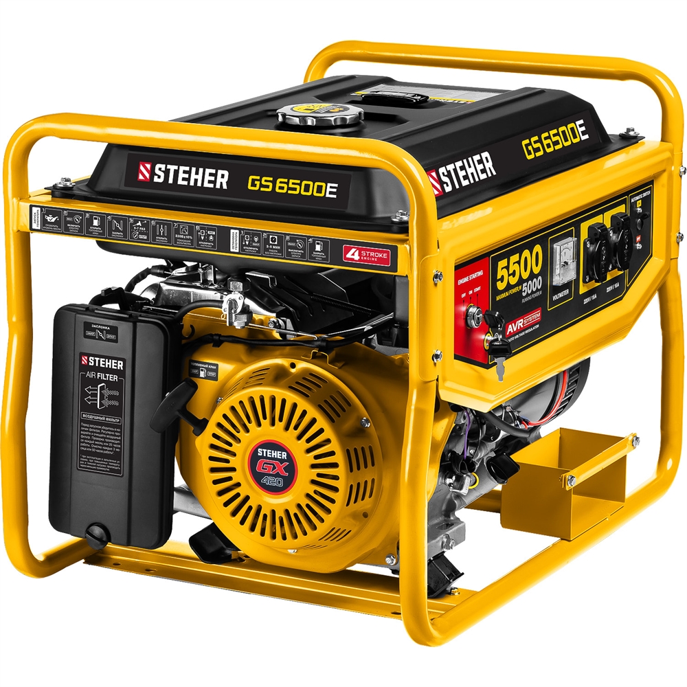 STEHER  5500 Вт, бензиновый генератор с электростартером (GS-6500E) GS-6500Е