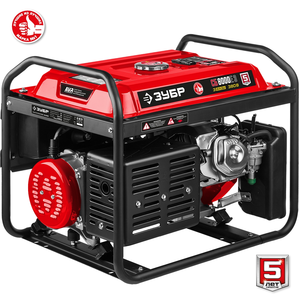 ЗУБР  8000 Вт, 380 / 220 В, бензиновый генератор с электростартером (СБ-8000Е-3) СБ-8000Е-3