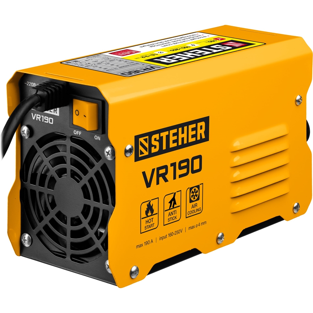 STEHER  ММА, 190 А, сварочный аппарат инверторный, макс. электрод Ø 4.0 мм (VR-190) VR-190