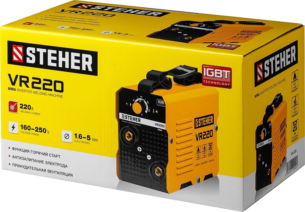 STEHER  ММА, 220 А, сварочный аппарат инверторный, макс. электрод Ø 5.0 мм (VR-220) VR-220