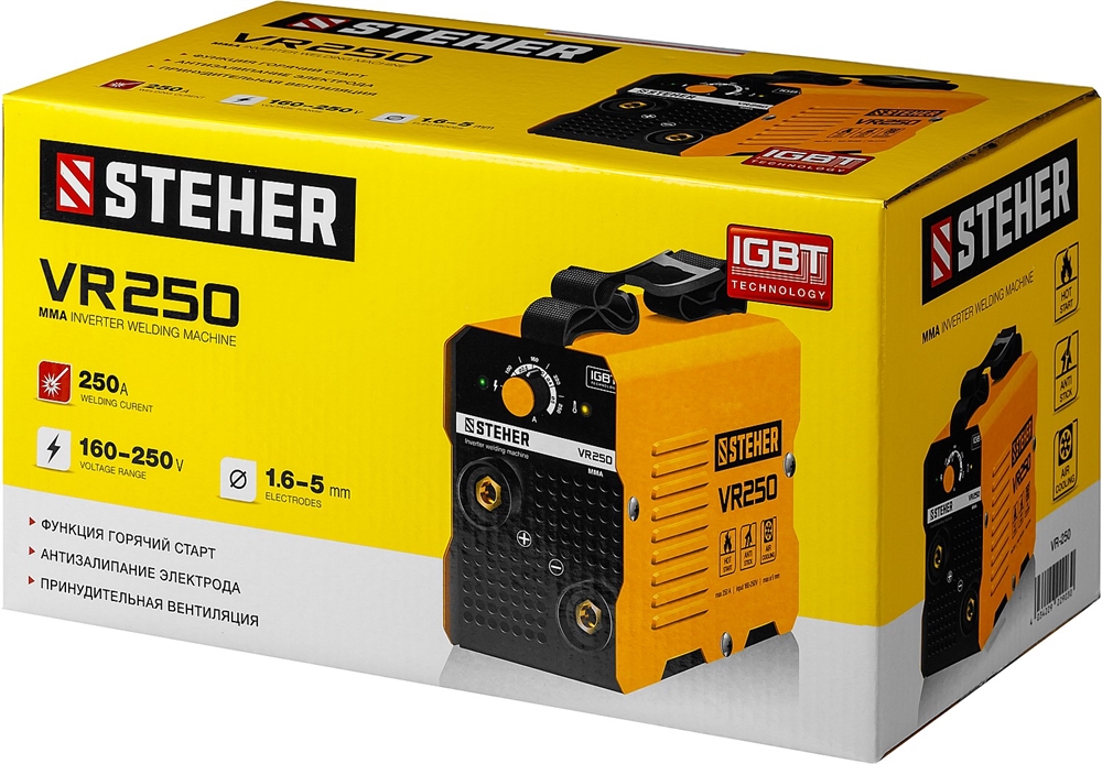 STEHER  ММА, 250 А, сварочный аппарат инверторный, макс. электрод Ø 5.0 мм (VR-250) VR-250
