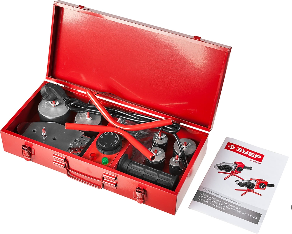 ЗУБР  800 Вт, паяльник для полипропиленовых труб, 6 насадок в комплекте (АСТ-800) АСТ-800