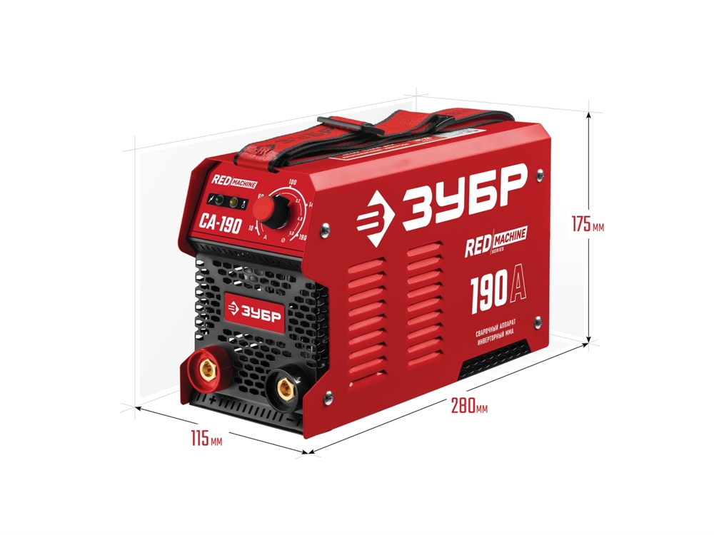 ЗУБР  ММА, 190 А, RED MACHINE, сварочный аппарат инверторный, макс. электрод Ø 5.0 мм (СА-190) СА-190