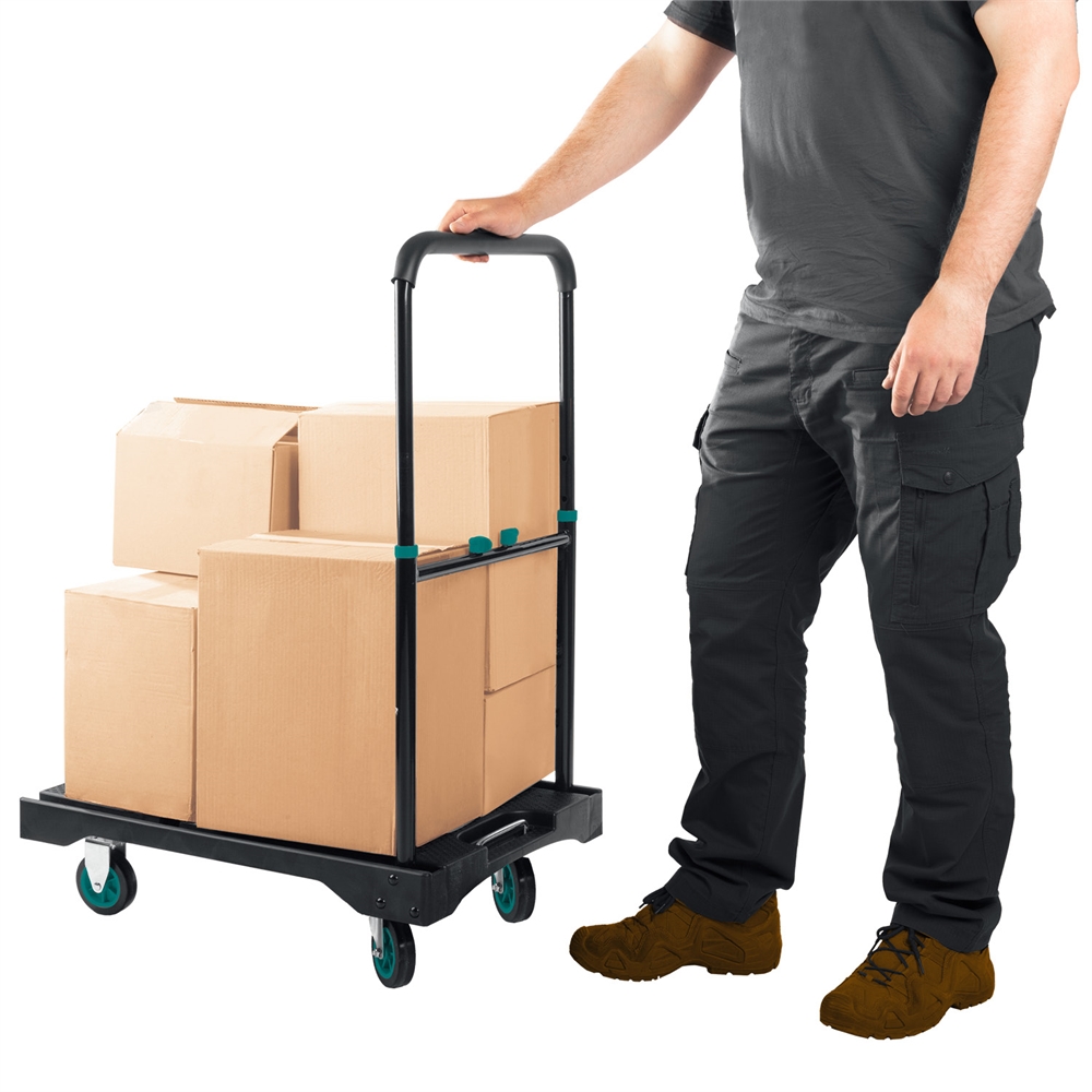 KRAFTOOL  до 150 кг,  платформа 68.0 х 49.5 см, складная рукоятка, складные колеса d 10 см, вес - 9.3 кг, платформенная тележка (38780-150) 38780-150