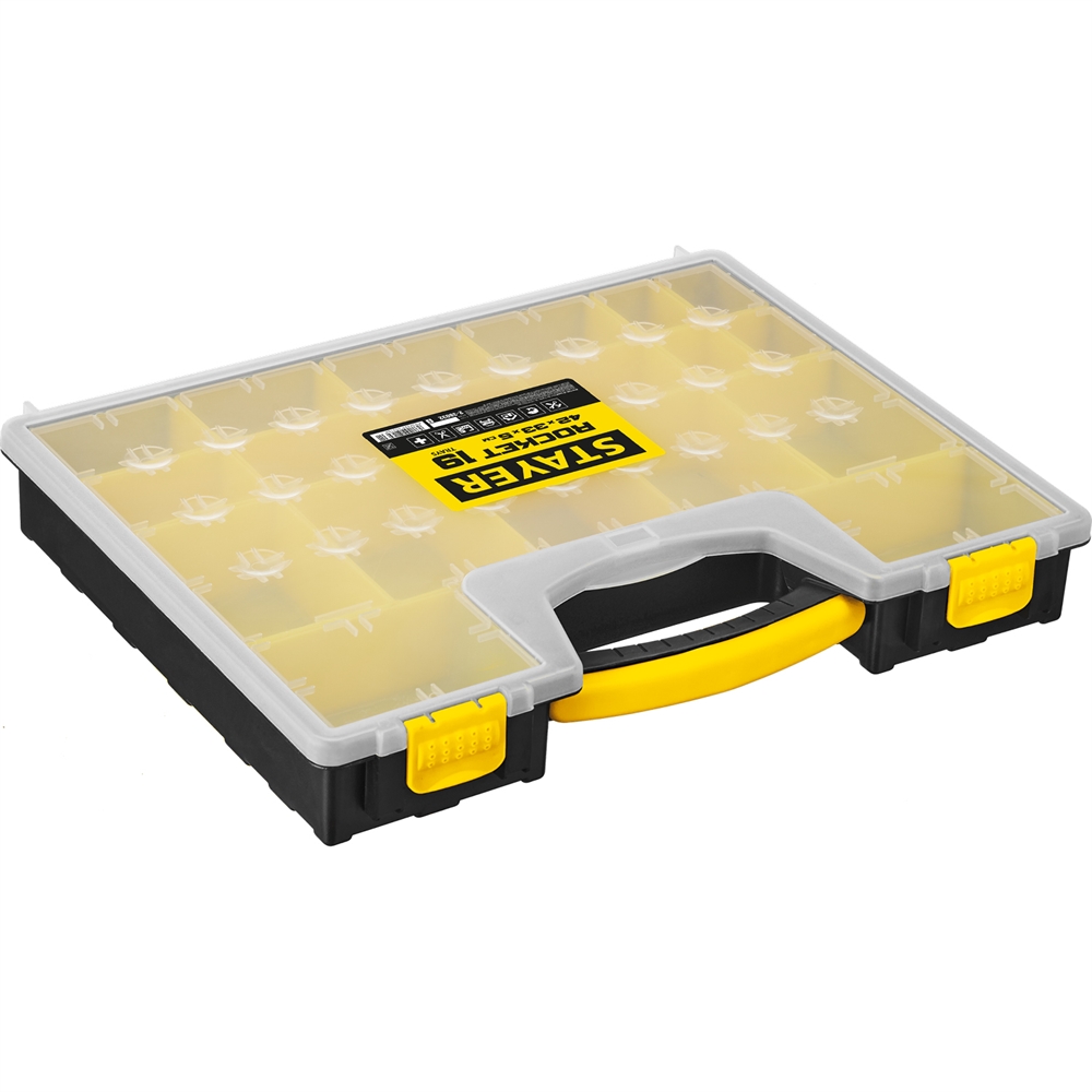 STAYER  ROCKET-19, 420 x 330 x 50 мм, (16.5″), пластиковый органайзер с 19 съемными лотками (2-38032) 2-38032_z01