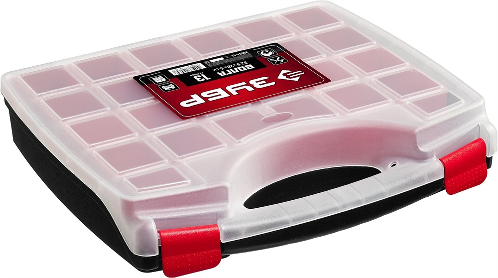 ЗУБР  ВОЛГА-13, 325 х 280 х 60 мм, пластиковый органайзер с 13 съемными лотками (38034-13) 38034-13