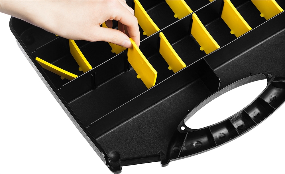 STAYER  SPACE-15, 380 х 310 х 70 мм, (15″), пластиковый органайзер с 21 ячейкой (38038-15) 38038-15_z01