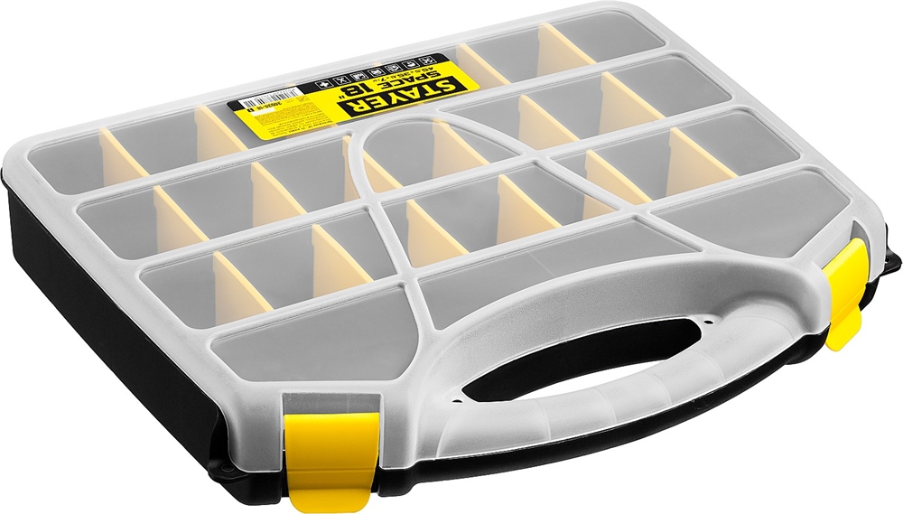 STAYER  SPACE-18, 455 х 355 х 70 мм, (18″), пластиковый органайзер с 21 ячейкой (38038-18) 38038-18_z01