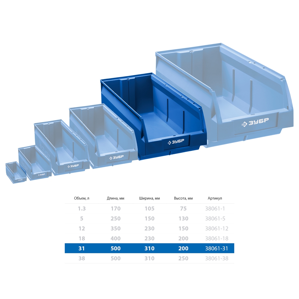 ЗУБР  ЛСК-31, 31 л, 500 х 310 х 200 мм, складской лоток, Профессионал (38061-31) 38061-31