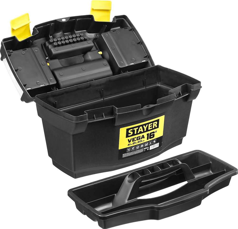STAYER  VEGA-16, 410 x 210 x 230 мм, (16″), пластиковый ящик для инструментов (38105-16) 38105-16_z03
