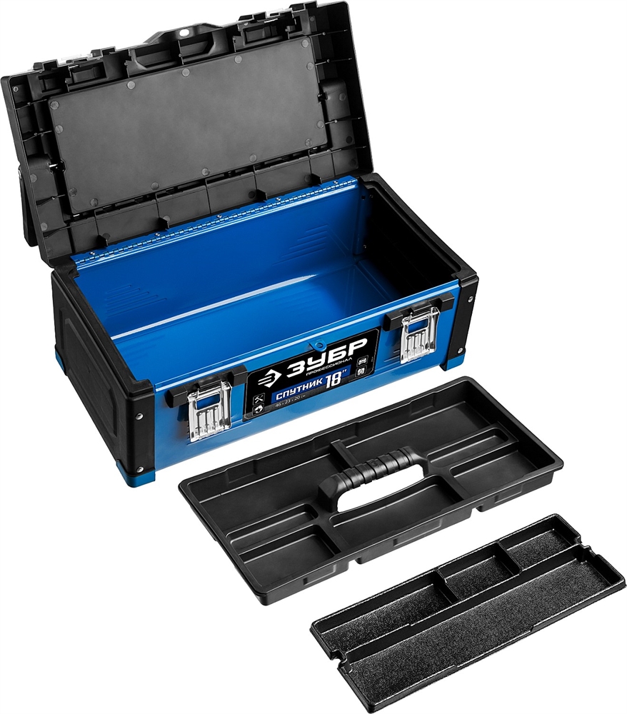 ЗУБР  СПУТНИК-18, 460 х 230 х 200 мм, (18″), металлический ящик для инструментов, Профессионал (38153-18) 38153-18