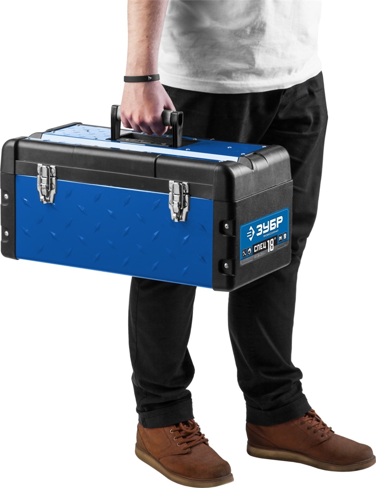 ЗУБР  СПЕЦ-18, 470 x 240 x 215 мм, (18″), металлический, ящик для инструментов, Профессионал (38155-18) 38155-18_z01