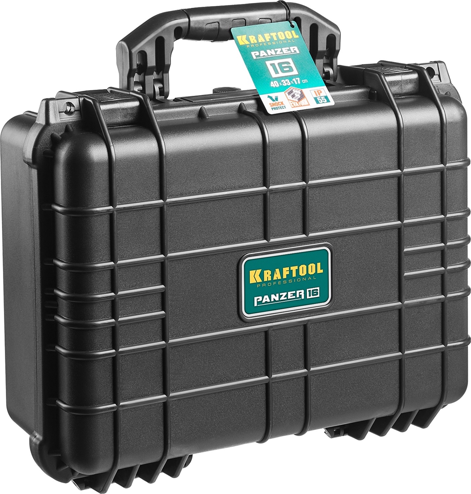 KRAFTOOL  PANZER-16, 400 х 330 х 170 мм, (16″), IP55, ударопрочный пластиковый ящик (38251-16) 38251-16