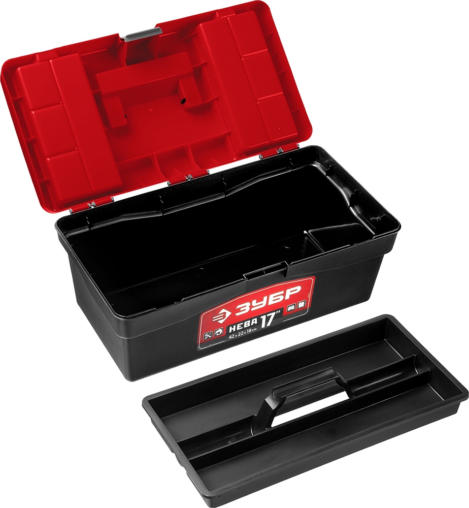 ЗУБР  НЕВА-17, 420 х 220 х 180 мм, (17″), пластиковый ящик для инструментов (38323-17) 38323-17