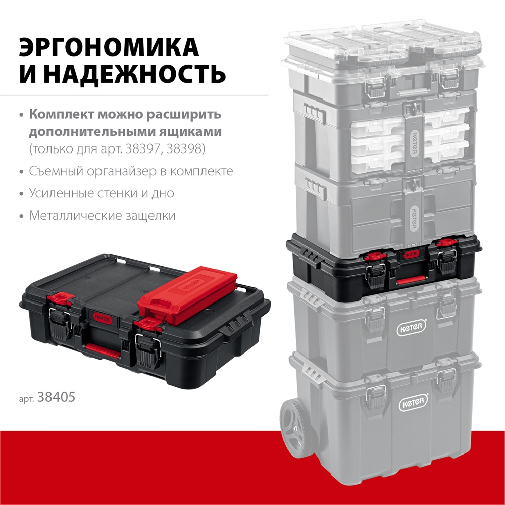 KETER  STACKNROLL, 526 х 341 х 148 мм, (21″), пластиковый ящик-кейс (38405) 38405