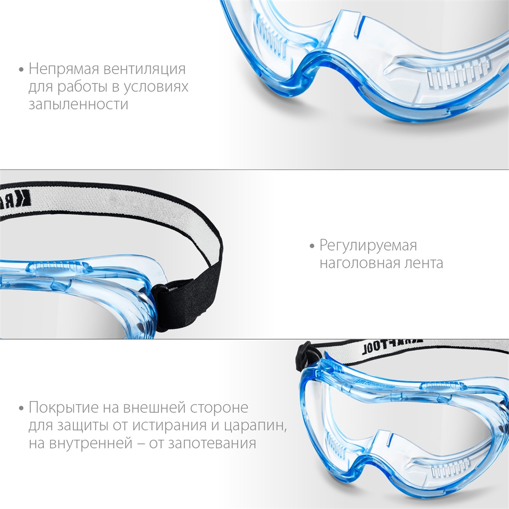 KRAFTOOL  PANORAMA, закрытого типа, защитные очки с непрямой вентиляцией (11008) 11008_z01