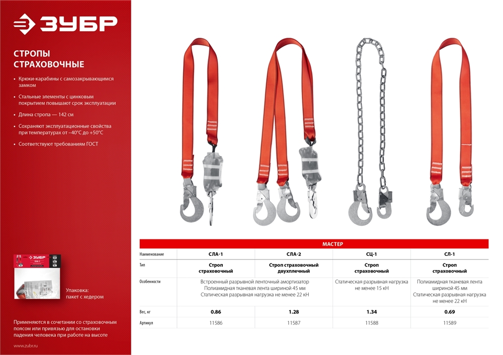 ЗУБР  СЛ-1, капроновая лента, одноплечный строп (11589) 11589