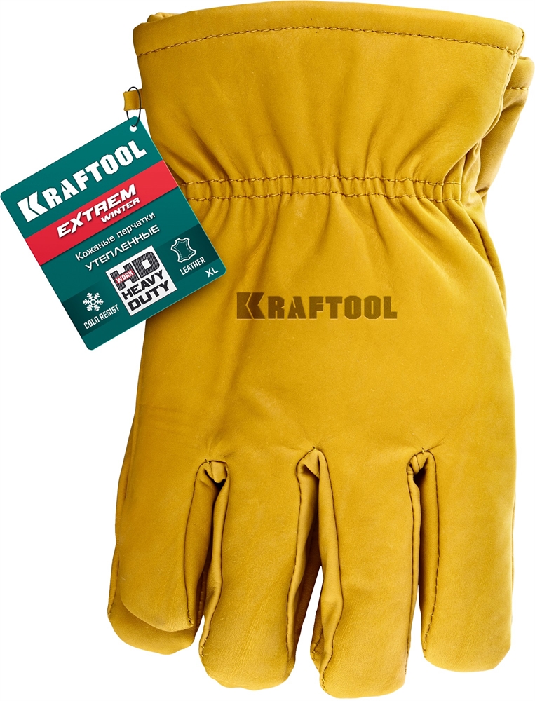 KRAFTOOL  EXTREM WINTER, XL, утеплённые, от мех. воздействий, кожаные перчатки (1137-XL) 1137-XL