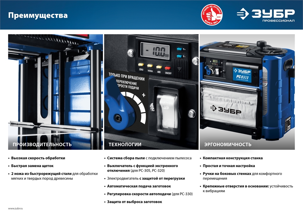 ЗУБР   305 мм, 2000 Вт, рейсмусовый станок, Профессионал (РС-305) РС-305