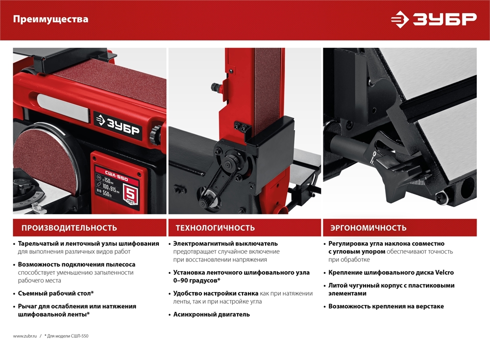ЗУБР   d 125 мм, 25 х 762 мм лента, 350 Вт, тарельчато - ленточный шлифовальный станок  (СШЛ-350) СШЛ-350