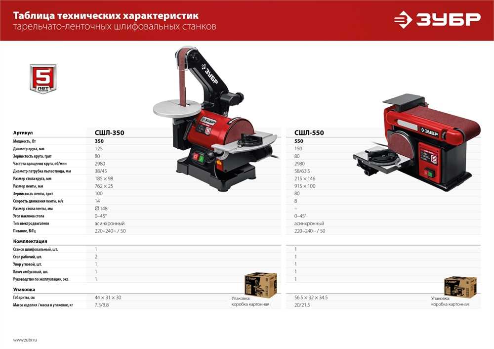 ЗУБР   d 150 мм, 100 х 914 мм лента, 550 Вт, тарельчато - ленточный шлифовальный станок (СШЛ-550) СШЛ-550